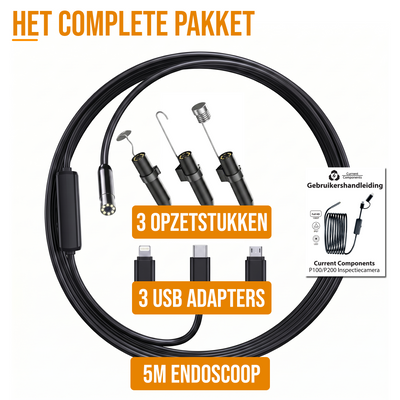Current Endoscoop - Inspectie Camera - Rioolcamera - Inspectiecamera - 5M - 1920p HD - IP67 - Met App