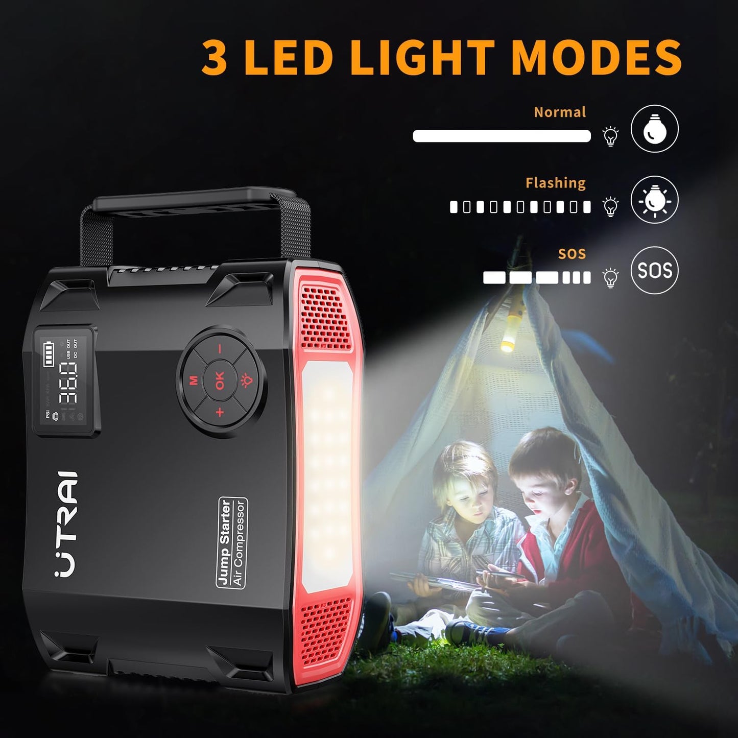 Utrai Jstar 5 - Jumpstarter met Luchtcompressor - 24000 mAh - 2000 A