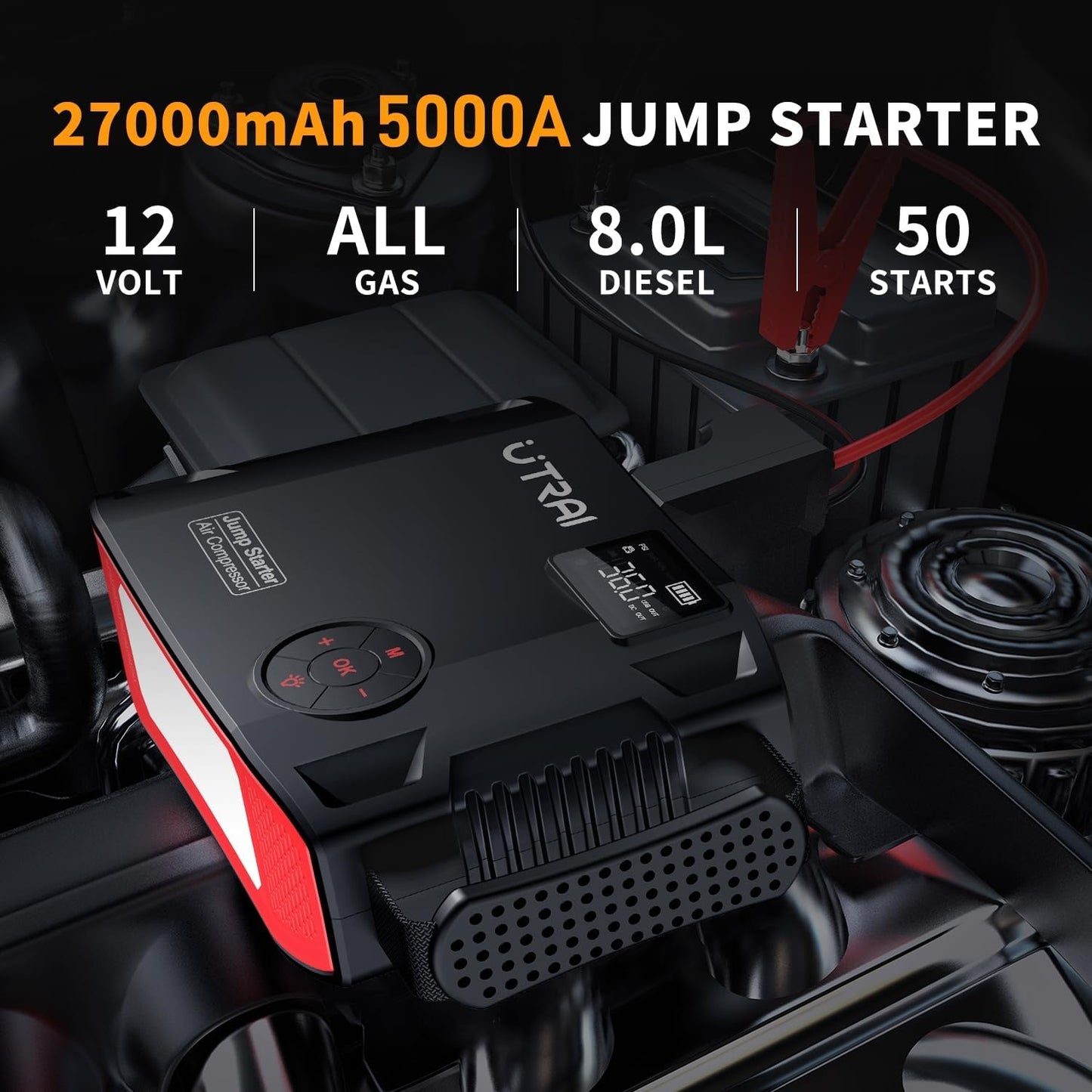 Utrai Jstar 5 - Jumpstarter met Luchtcompressor - 24000 mAh - 2000 A