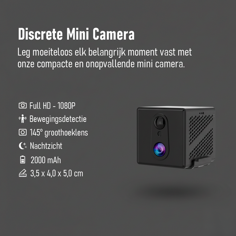 Senzo Spy Camera - Met WiFi - App - Verborgen Camera - Spycam - Beveiligingscamera - Mini Camera - Incl 64GB SD-Kaart