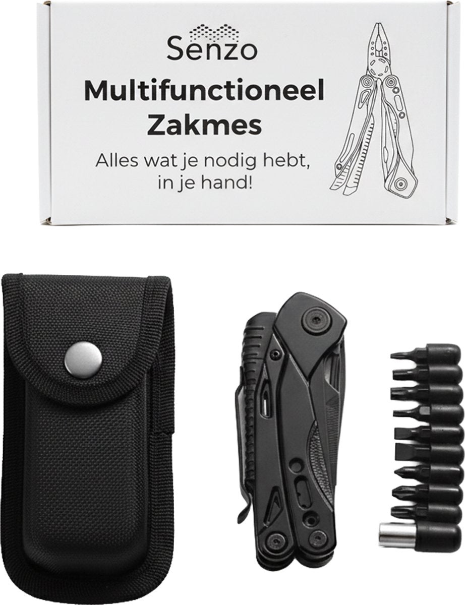 Senzo Multitool Zakmes - Survival - Multifunctioneel Zakmes - 14-in-1 - Schroevendraaier - Vuurstarter