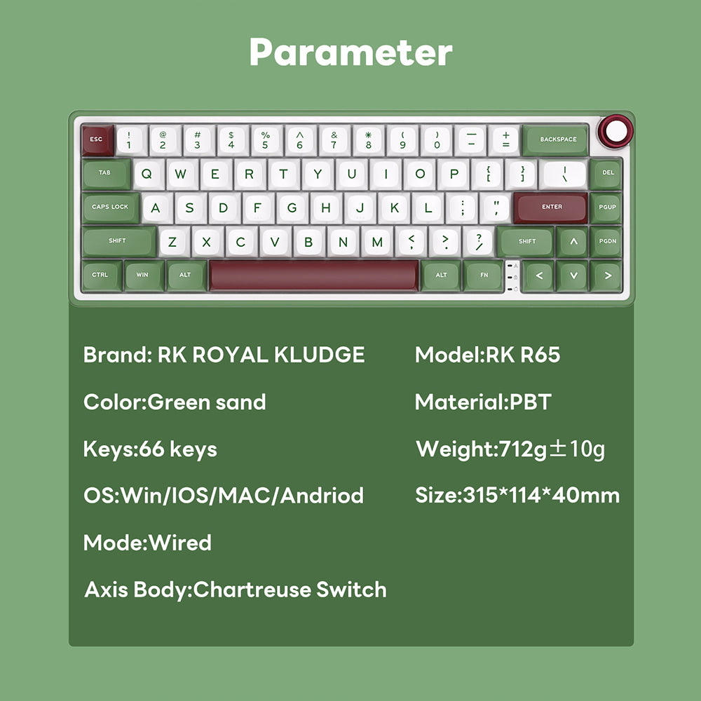Royal Kludge RKR65 - Mechanisch RGB Gaming Toetsenbord - Inclusief Stofkap