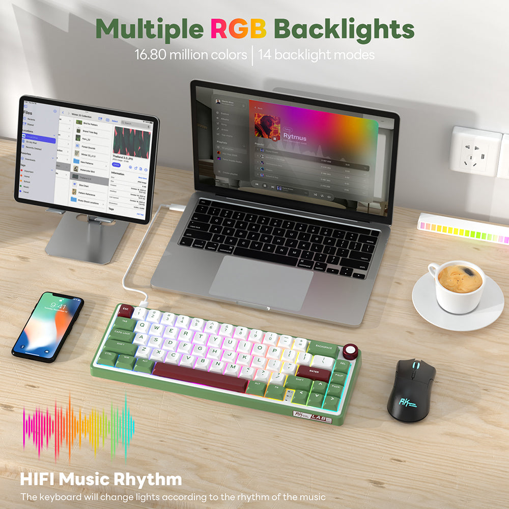 Royal Kludge RKR65 - Mechanisch RGB Gaming Toetsenbord - Inclusief Stofkap