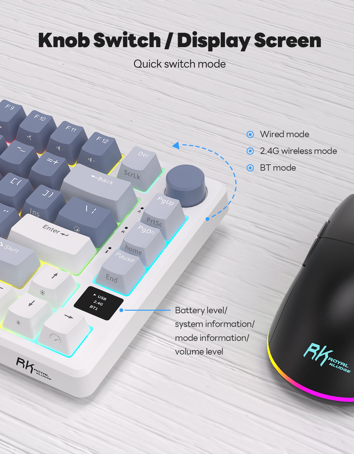 Royal Kludge RKM75 Tri Mode - Mechanisch Gaming Toetsenbord - Foam Touch - Inclusief Stofkap