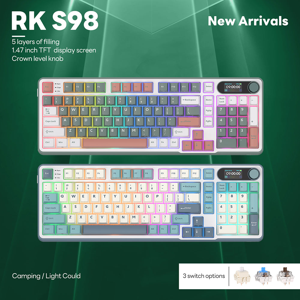 Royal Kludge RKS98 - Mechanisch Gaming Toetsenbord - Met Display - Inclusief Stofkap