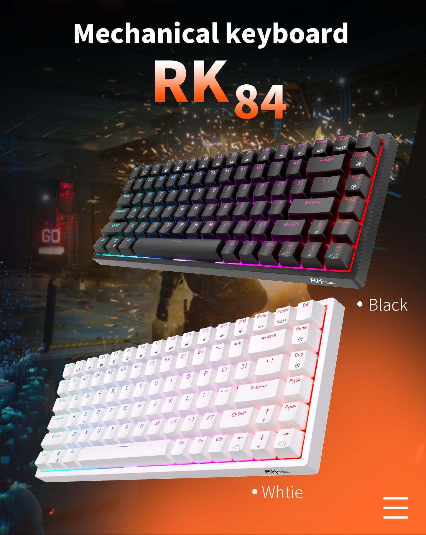 Royal Kludge RK84 Tri Mode - Mechanisch Gaming Toetsenbord - 84% Keyboard - Verwijderbaar Frame