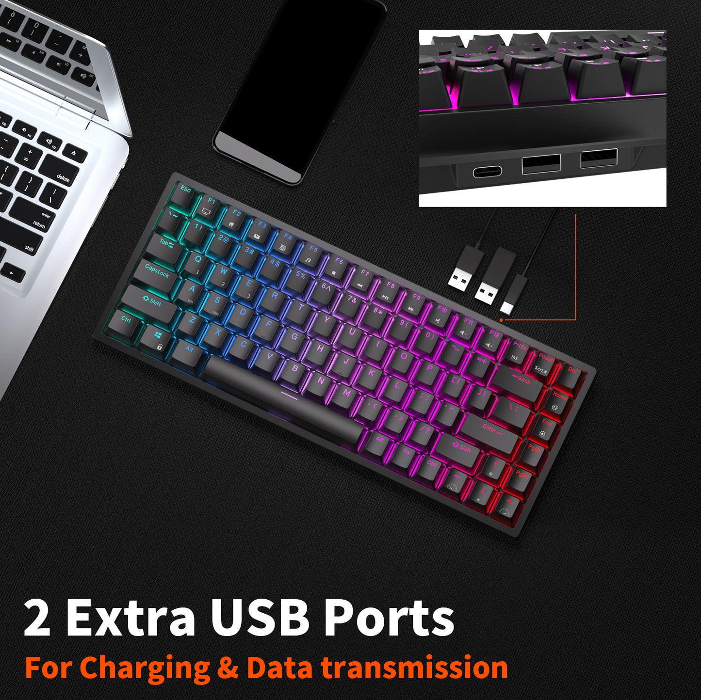 Royal Kludge RK84 Tri Mode - Mechanisch Gaming Toetsenbord - 84% Keyboard - Verwijderbaar Frame