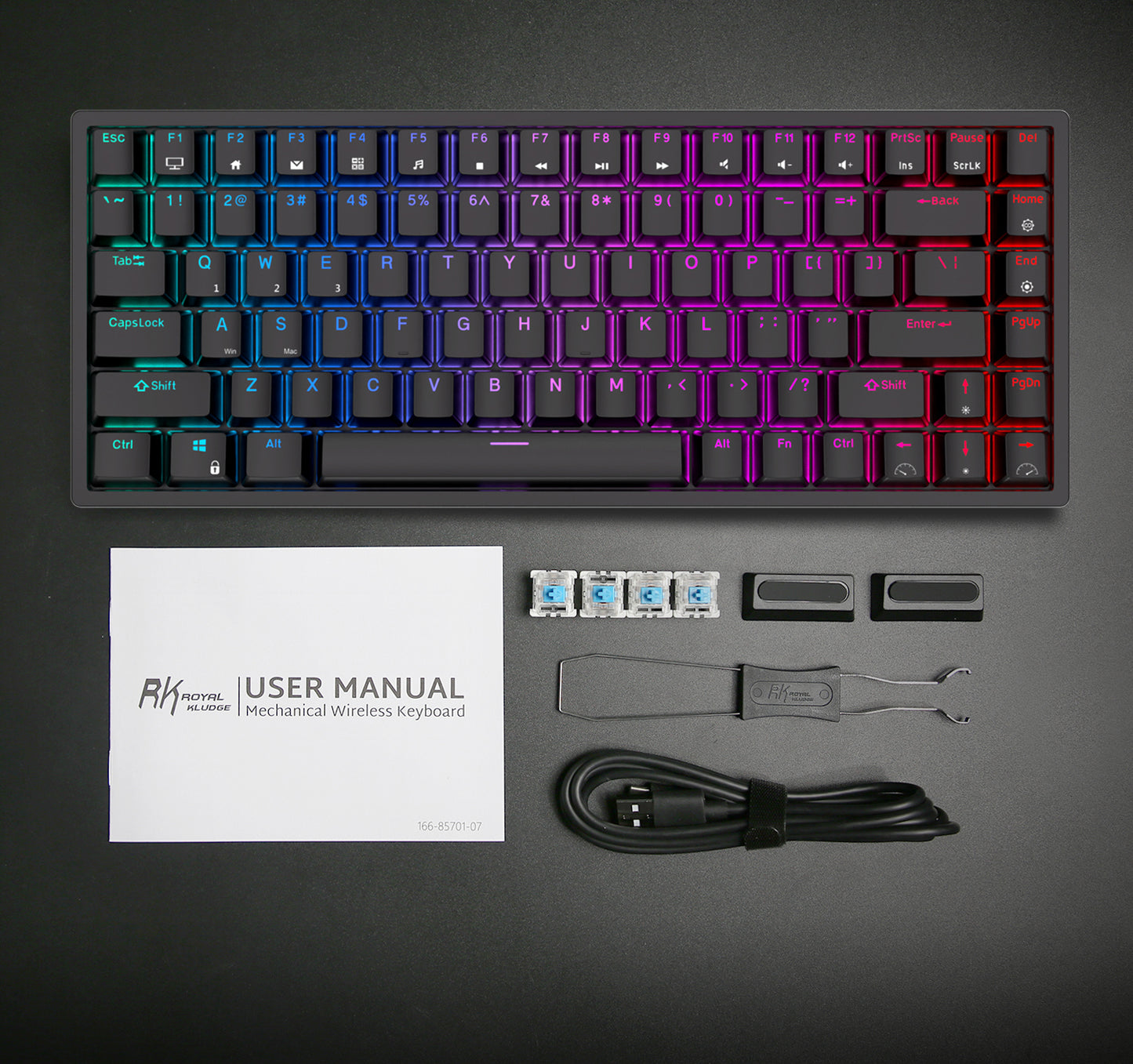 Royal Kludge RK84 Tri Mode - Mechanisch Gaming Toetsenbord - 84% Keyboard - Verwijderbaar Frame