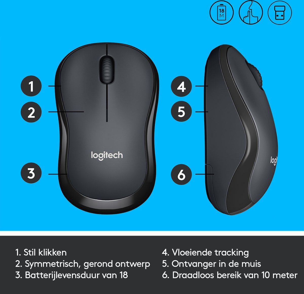 Logitech M220 Silent - Draadloze Muis