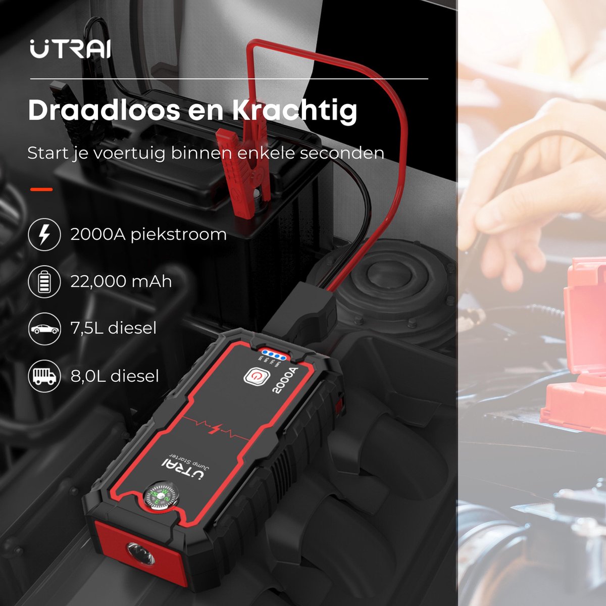 Utrai Jstar One - Krachtige Jumpstarter - 22.000 mAh - 2000A