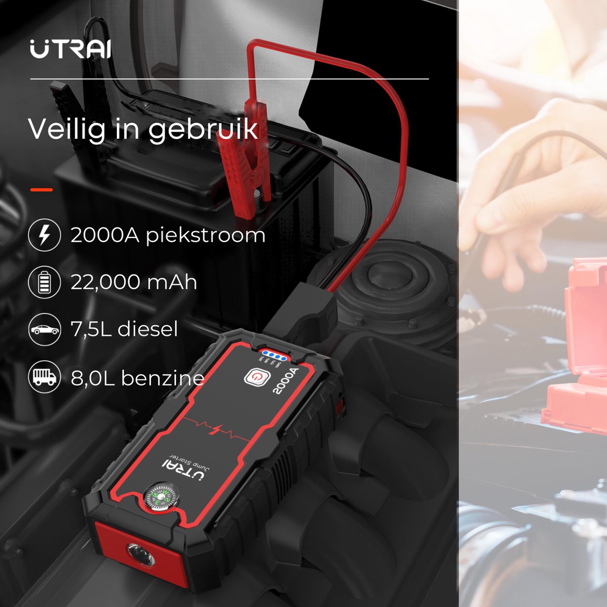 Utrai Jstar One - Krachtige Jumpstarter - 22.000 mAh - 2000A