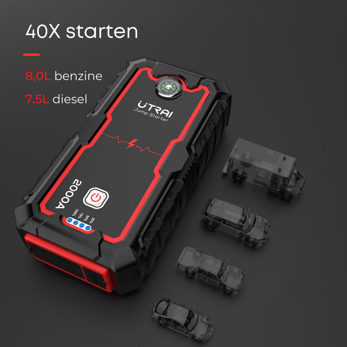 Utrai Jstar One - Krachtige Jumpstarter - 22.000 mAh - 2000A