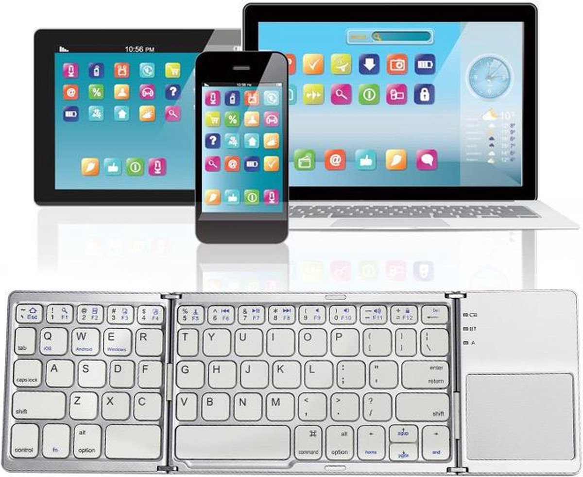 Universeel Draadloos Opvouwbaar / Inklapbaar Toetsenbord met Touchpad - Bluetooth Keyboard