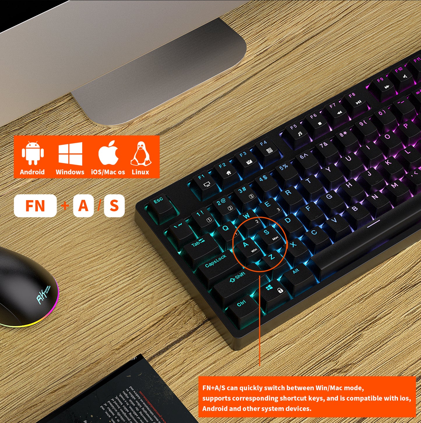 Royal Kludge RK87 TRI-Mode - Mechanisch RGB Gaming Toetsenbord -