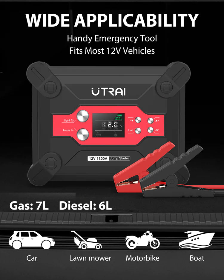 Utrai Jstar 6 - Jumpstarter met Compressor - 24.000mAh - 1800 A