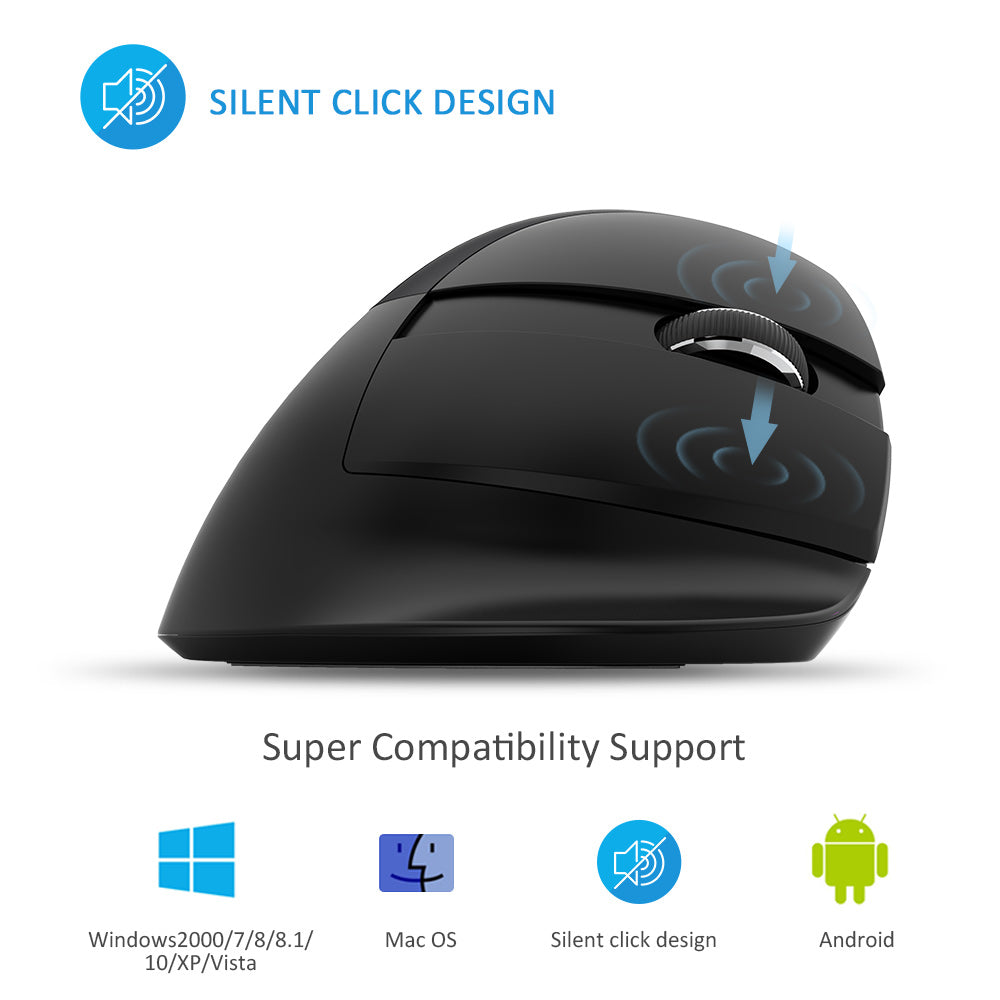 Delux M618M - Ergonomische Silent Muis - Draadloos (2,4Ghz & BT) - Draadloos