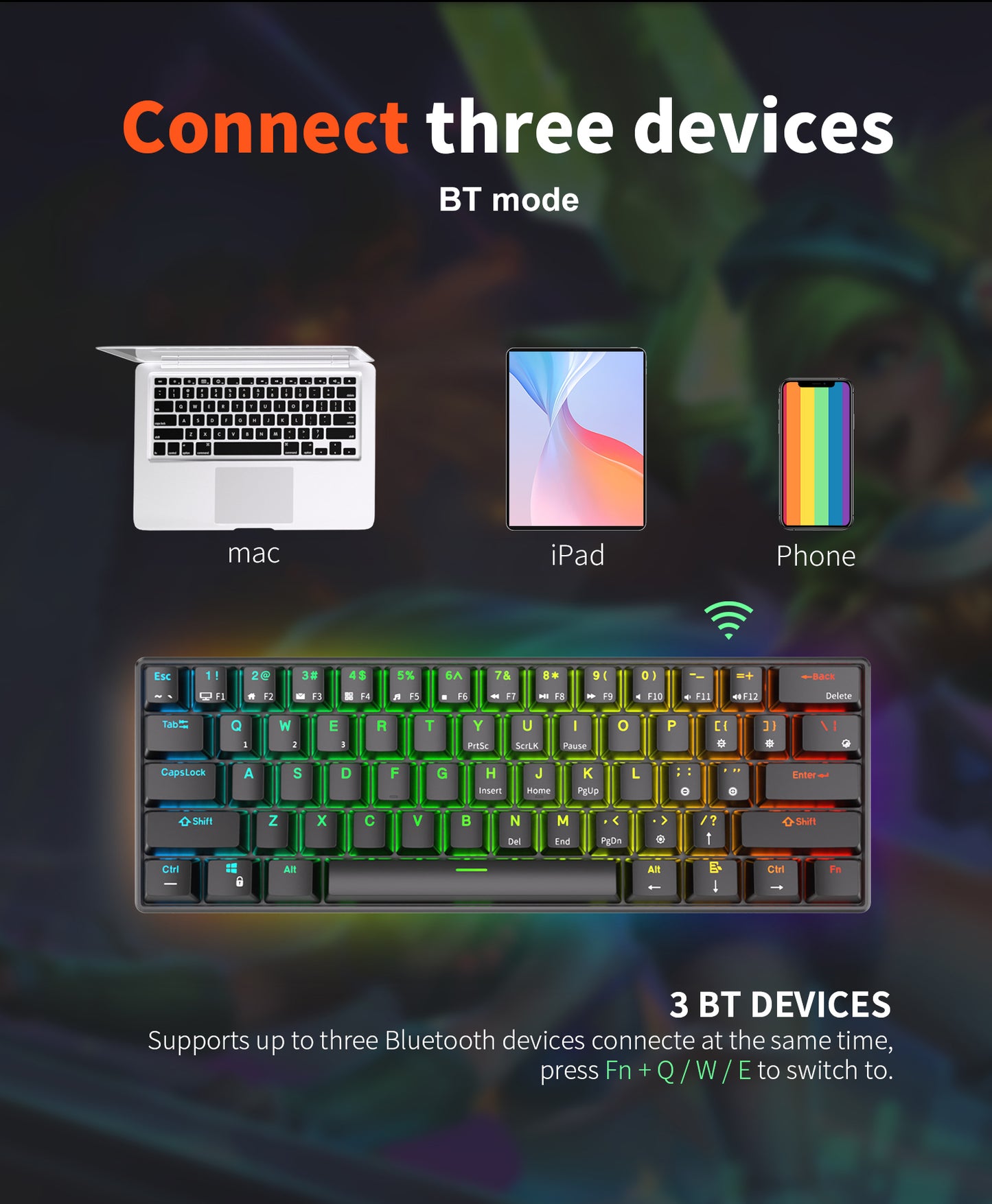 Royal Kludge RK61 Tri Mode - Mechanisch RGB Gaming Toetsenbord met 61 Keys - 60% Lay-out