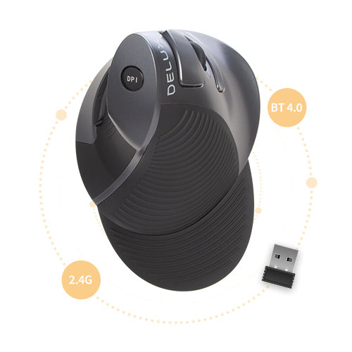 Delux M618G DB - Ergonomische Muis - Draadloos (2,4Ghz & BT) - 4000 DPI