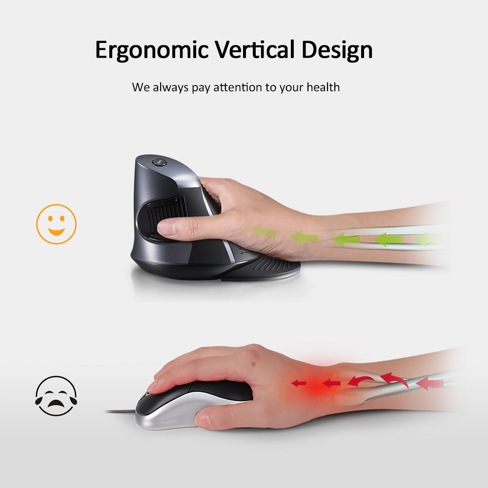 Delux M618BU - Ergonomische Muis - Bedraad - Anti RS - Verwijderbare Polssteun