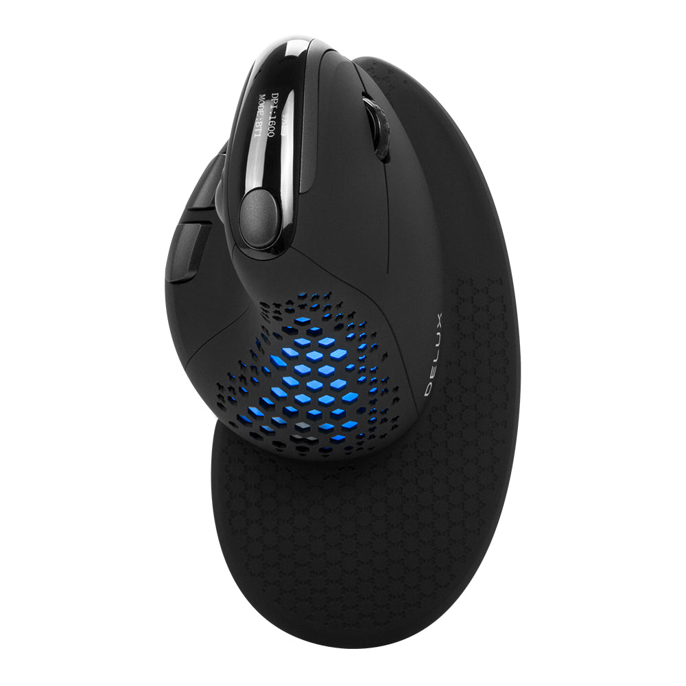 Delux M618XSD - Ergonomische Muis - OLED Scherm - Oplaadbaar - Horizontaal Scrollwiel