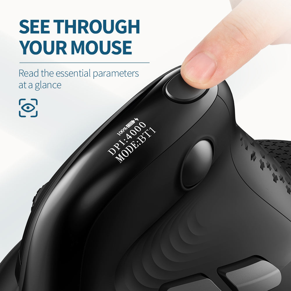 Delux M618XSD - Ergonomische Muis - OLED Scherm - Oplaadbaar - Horizontaal Scrollwiel