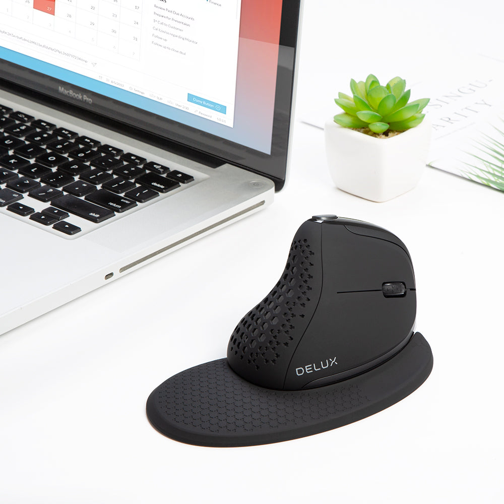 Delux M618XSD - Ergonomische Muis - OLED Scherm - Oplaadbaar - Horizontaal Scrollwiel