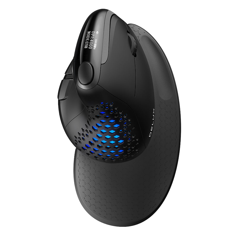 Delux M618XSD - Ergonomische Muis - OLED Scherm - Oplaadbaar - Horizontaal Scrollwiel