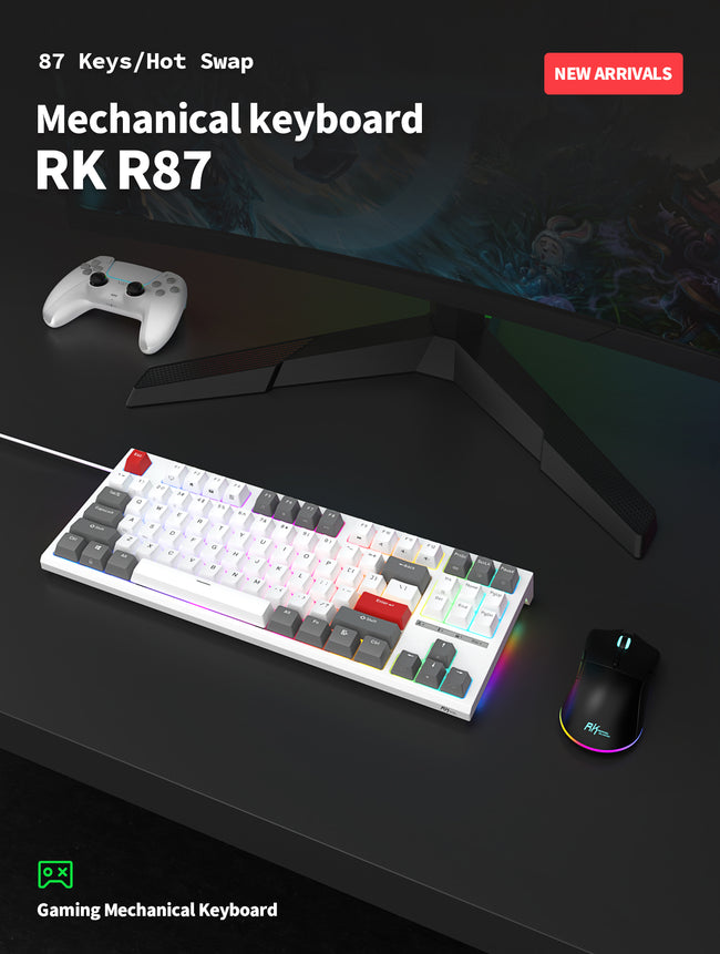 Royal Kludge RKR87 - Bedraad Mechanisch Toetsenbord - Aanpasbare RGB - Foam Touch