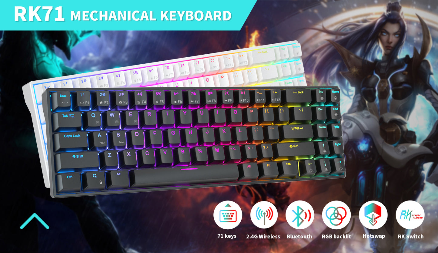 Royal Kludge RK71 - Mechanisch RGB Gaming Toetsenbord - 70% Lay-out