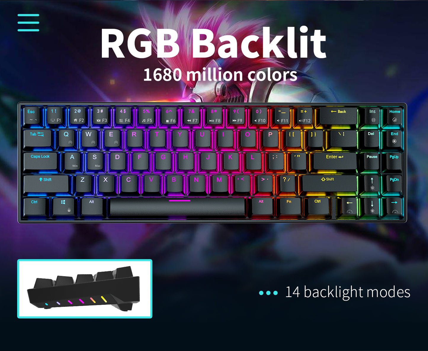 Royal Kludge RK71 - Mechanisch RGB Gaming Toetsenbord - 70% Lay-out